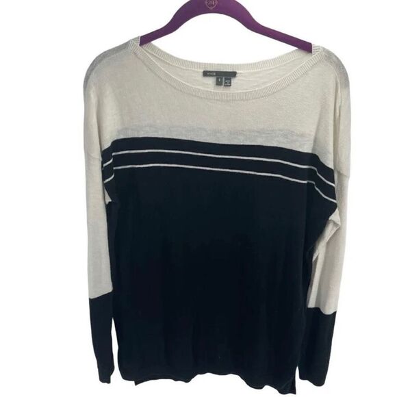 Vince black white striped lightweight sweater small - Picture 1 of 9